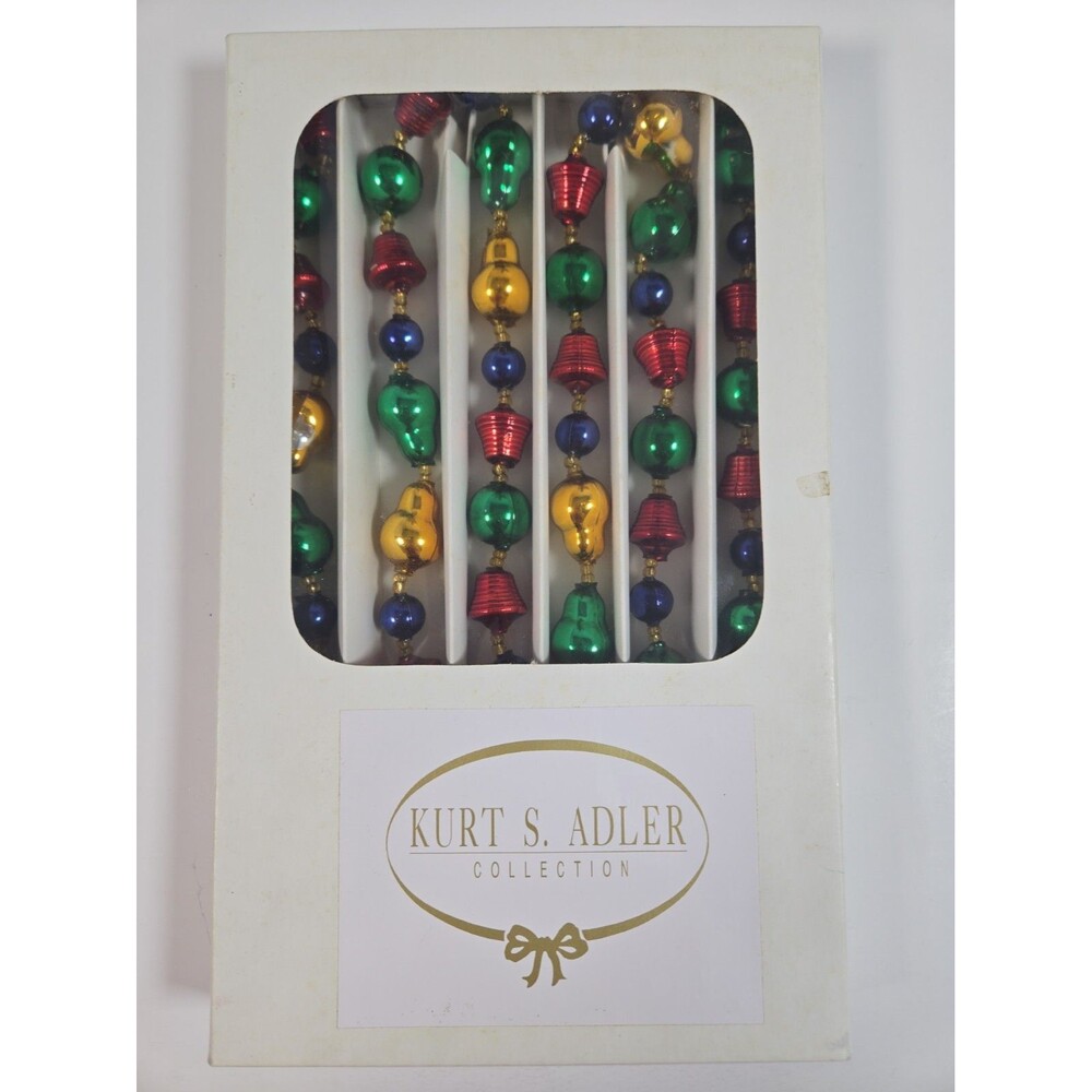 Kurt S Adler GT151 Czech Glass Christmas Garland 6 Ft Multicolor Vintage Box